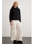 Gayle Kadın Kapüşonlu Içi Polarlı Relaxed Kalıp Basic Siyah Sweatshirt 2