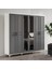 Ücretsiz Montaj - %100 MDF Sport 6 Kapaklı Antrasit Beyaz Aynalı Gardırop - MDF Dolap - Elbise Dolabı 3