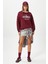 Kadın Nakışlı Los Angeles Içi Polarlı Bordo Oversize Sweatshirt 1