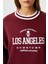 Kadın Nakışlı Los Angeles Içi Polarlı Bordo Oversize Sweatshirt 4