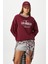 Kadın Nakışlı Los Angeles Içi Polarlı Bordo Oversize Sweatshirt 2