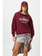 Kadın Nakışlı Los Angeles Içi Polarlı Bordo Oversize Sweatshirt 5