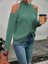 Kadın Balıkçı Yaka Omuzu Açık Selanik Saç Örgü Detaylı Mint Yeşili Triko Kazak 4