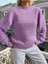 Selanik Örgü Kol Motifli Bisiklet Yaka Lila Triko Kazak 2