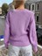 Selanik Örgü Kol Motifli Bisiklet Yaka Lila Triko Kazak 3