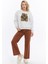 Kadife Ayıcıklar Desenli Gri Melanj Yumuşak Dokulu Regular Fit Bisiklet Yaka Kadın Sweatshirt 2