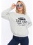 Kadife The Alps Desenli Gri Melanj Yumuşak Dokulu Regular Fit Bisiklet Yaka Kadın Sweatshirt 1