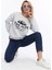 Kadife The Alps Desenli Gri Melanj Yumuşak Dokulu Regular Fit Bisiklet Yaka Kadın Sweatshirt 2