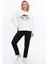 Kadife The Alps Desenli Ekru Yumuşak Dokulu Regular Fit Bisiklet Yaka Kadın Sweatshirt 2