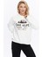 Kadife The Alps Desenli Ekru Yumuşak Dokulu Regular Fit Bisiklet Yaka Kadın Sweatshirt 3
