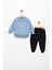 Unisex Bebek 6-9-12-18 Ay Pamuklu Şardonlu Sweatshirt Jogger Takım Mamas Mini Baskılı 1