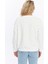 Kadife Kalp Desenli Ekru Yumuşak Dokulu Regular Fit Bisiklet Yaka Kadın Sweatshirt 4