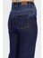Aurora Yüksek Bel Orta Mavi Renk Bloklu Patı Fermuarlı Flare Jean Pantolon C 4530-086 3