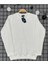Beyaz Unisex Uzun Kollu 0 Yaka Oversize 3iplik Sweatshirt 1
