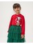 Kız Çocuk Minnie Mouse Noel Konseptli Yılbaşı Temalı Pamuklu Sweatshirt Etek Alt-Üst Takım 3