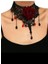 Güz Gotik Chokers Siyah Boncuklu Çiçekler Dantel Boyun Kolye[09] 1
