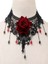 Güz Gotik Chokers Siyah Boncuklu Çiçekler Dantel Boyun Kolye[09] 2