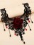 Güz Gotik Chokers Siyah Boncuklu Çiçekler Dantel Boyun Kolye[09] 4