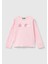 Kız Çocuk Açık Pembe Önü Su Bazlı Logo Baskılı Normal Kesim Uzun Kollu T-Shirt 1