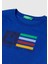 Erkek Çocuk Saks Mavi Çok Renkli Logo Baskılı Bisiklet Yaka Uzun Kollu T-Shirt 3