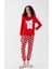 Lcw Young Canlı Kırmızı Baskılı Bisiklet Yaka Nakışlı Uzun Kollu Polar Kadın Pijama Takımı 1