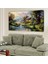 Orman Evi Göl Yağlı Boya Görünüm Kanvas Tablo 60x120cm 1