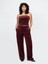 Kadın Bordo High Rise Kadife Straight Pantolon 5