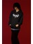 Yazılı Kalın Pamuklu Oversize Siyah Sweatshirt 2