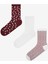 Dotted 3lü Bordo Çok Renkli Soket Çorap 1