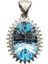 Swiss Blue Topaz 925 Ayar Gümüş Çerçeveli %100 Doğal Taşlı Kolye Ucu 1