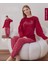 Kadın Kışlık Bisiklet Yaka Soft Kadife Pijama Takımı 07021 - 1 Adet 2