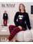 Kadın Kışlık Bisiklet Yaka Soft Kadife Pijama Takımı 07016 - 1 Adet 3