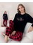 Kadın Kışlık Bisiklet Yaka Soft Kadife Pijama Takımı 07018 - 1 Adet 1