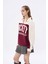 Renk Bloklu Yazılı Oversize Sweatshirt Bej 3