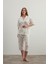 Kadın Plus Size Pamuklu Gömlek Yaka Kapri Pijama Takımı 1