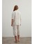 Kadın Plus Size Pamuklu Gömlek Yaka Kapri Pijama Takımı 4