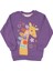 Kız Çocuk Mor Zürafa Baskılı Tek Üst Sweat - 1013328 1