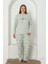 Fwn 3201 Interlok Ayıcık Nakışlı Kışlık Büyük Beden Kadın Pijama Takımı 1