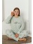 Fwn 3201 Interlok Ayıcık Nakışlı Kışlık Büyük Beden Kadın Pijama Takımı 3