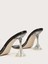 Kadın Siyah 8 cm Şeffaf Topuklu Küt Kare Burunlu Stiletto Ayakkabı Terlik 5