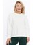 Kadife True Self Love Desenli Ekru Yumuşak Dokulu Regular Fit Bisiklet Yaka Kadın Sweatshirt 1