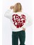 Kadife True Self Love Desenli Ekru Yumuşak Dokulu Regular Fit Bisiklet Yaka Kadın Sweatshirt 2