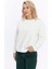 Kadife True Self Love Desenli Ekru Yumuşak Dokulu Regular Fit Bisiklet Yaka Kadın Sweatshirt 4