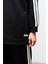 Siyah Kadın Dik Yaka Yarım Fermuarlı Etiket Detaylı Sweatshirt ve Rahat Kesim Şerit Detaylı Pantolon Pamuklu Örme Alt Üst Takım 4