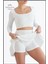 Beyaz / Ekru Etek Içi Sabit Şortlu Yüksek Bel Skirt With Shorts Casual+Beachwear+Tennis 1101 2