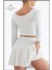 Beyaz / Ekru Etek Içi Sabit Şortlu Yüksek Bel Skirt With Shorts Casual+Beachwear+Tennis 1101 3
