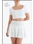 Beyaz / Ekru Etek Içi Sabit Şortlu Yüksek Bel Skirt With Shorts Casual+Beachwear+Tennis 1101 4