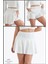 Beyaz / Ekru Etek Içi Sabit Şortlu Yüksek Bel  Skirt With Shorts Casual+Beachwear+Tennis 1101 1