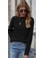 Kadın Uzun Kollu Bisiklet Yaka Kol Ağzı ve Etek Ucu Manşet Detay Triko Kazak 1