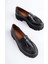 Class Model Siyah Cilt Püsküllü Kadın Loafer Ayakkabı 4
